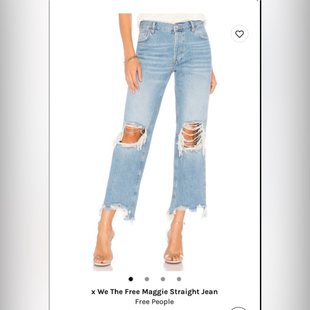 NWOT Free People Maggie Ankle Cropped Distressed Medium Rise Relaxed Jeans